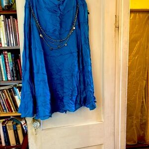 Elegant Blue Skirt with Chain Detail